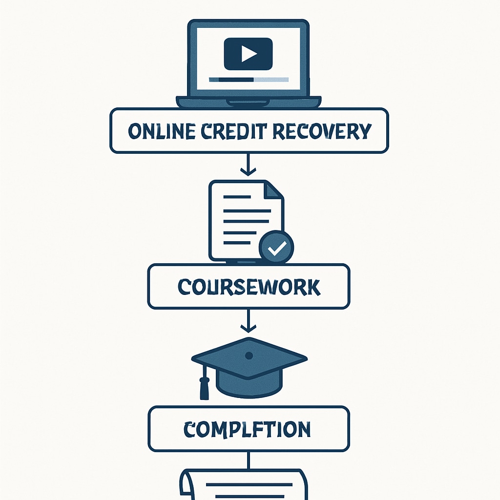 Infographic of an online high school diploma credit system pathway.
