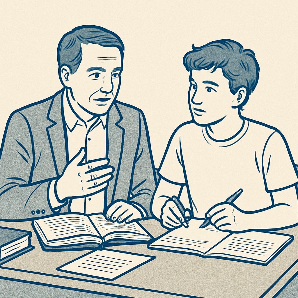 Guardian supporting a student in balancing academic and vocational education.