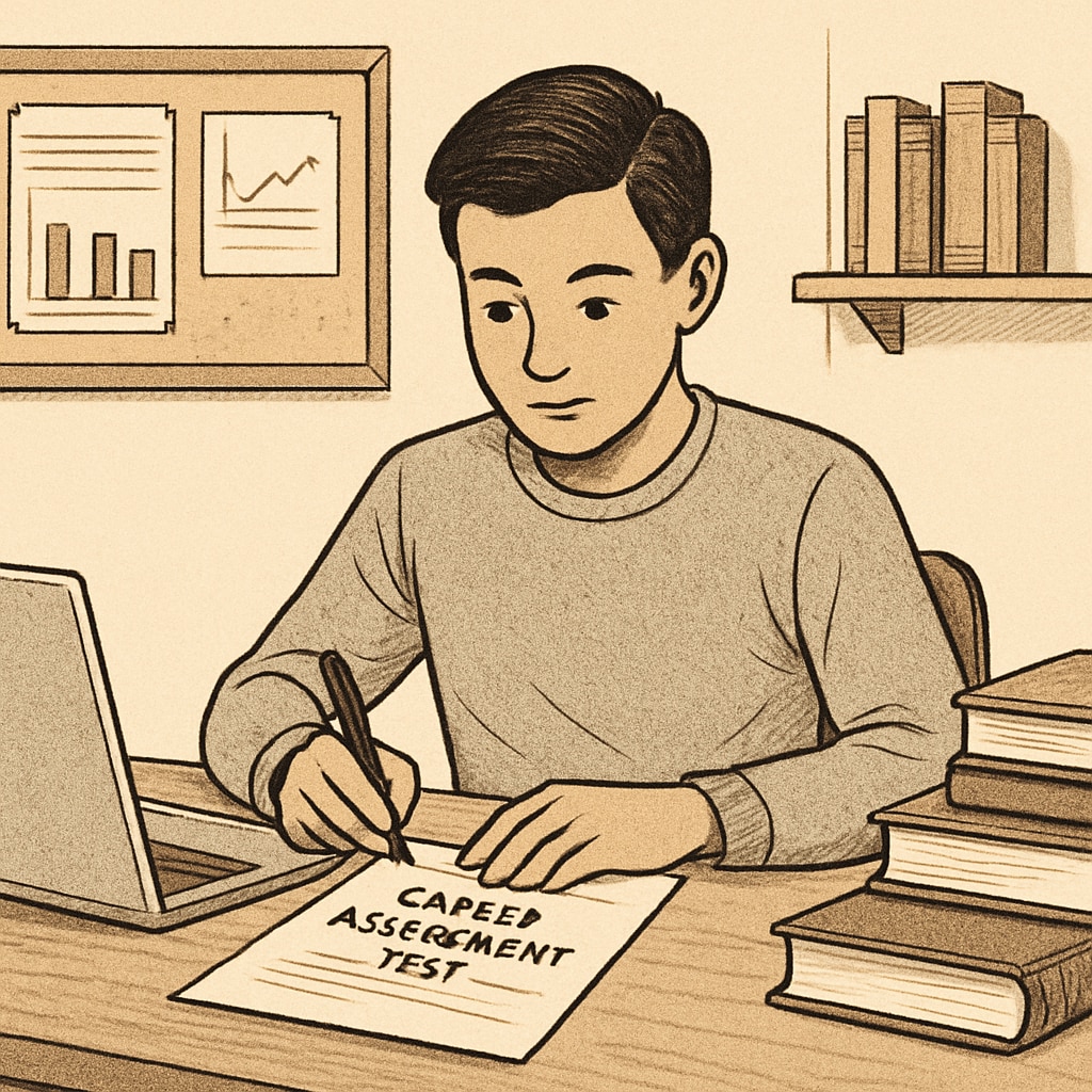 High school student using career assessment tools for college major selection.