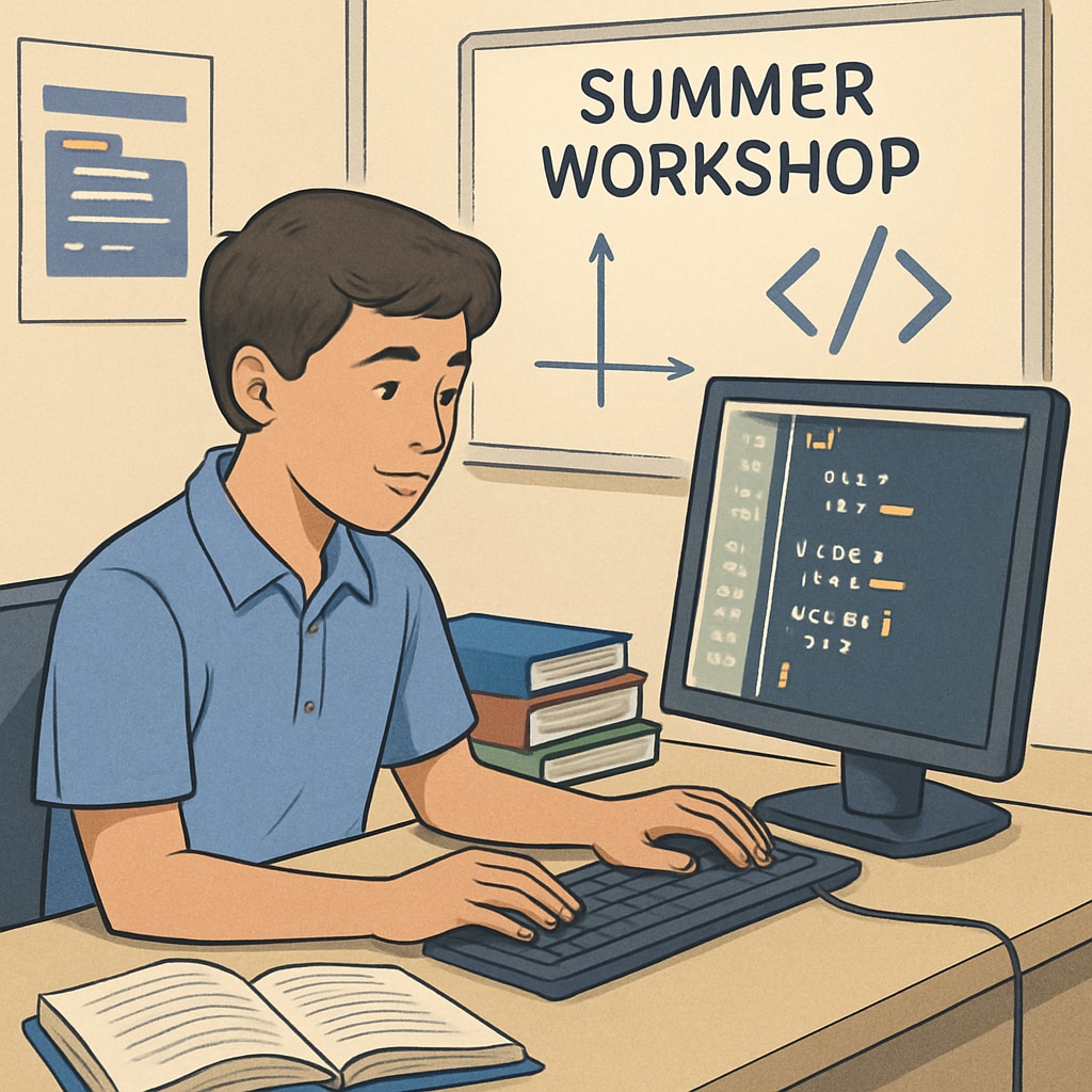 Student participating in a coding camp to explore math-related careers.