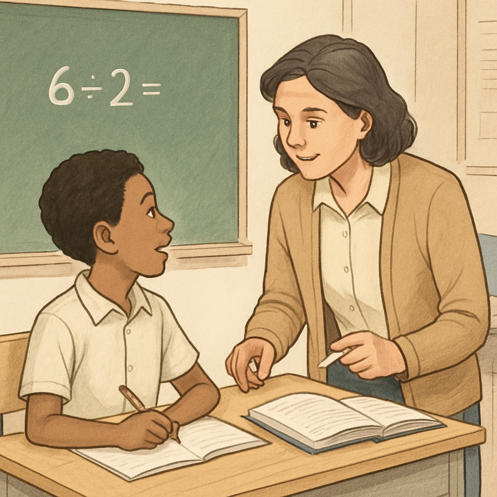 A teacher and student sharing a moment of connection during a lesson. A teacher and student connecting emotionally during a classroom interaction.