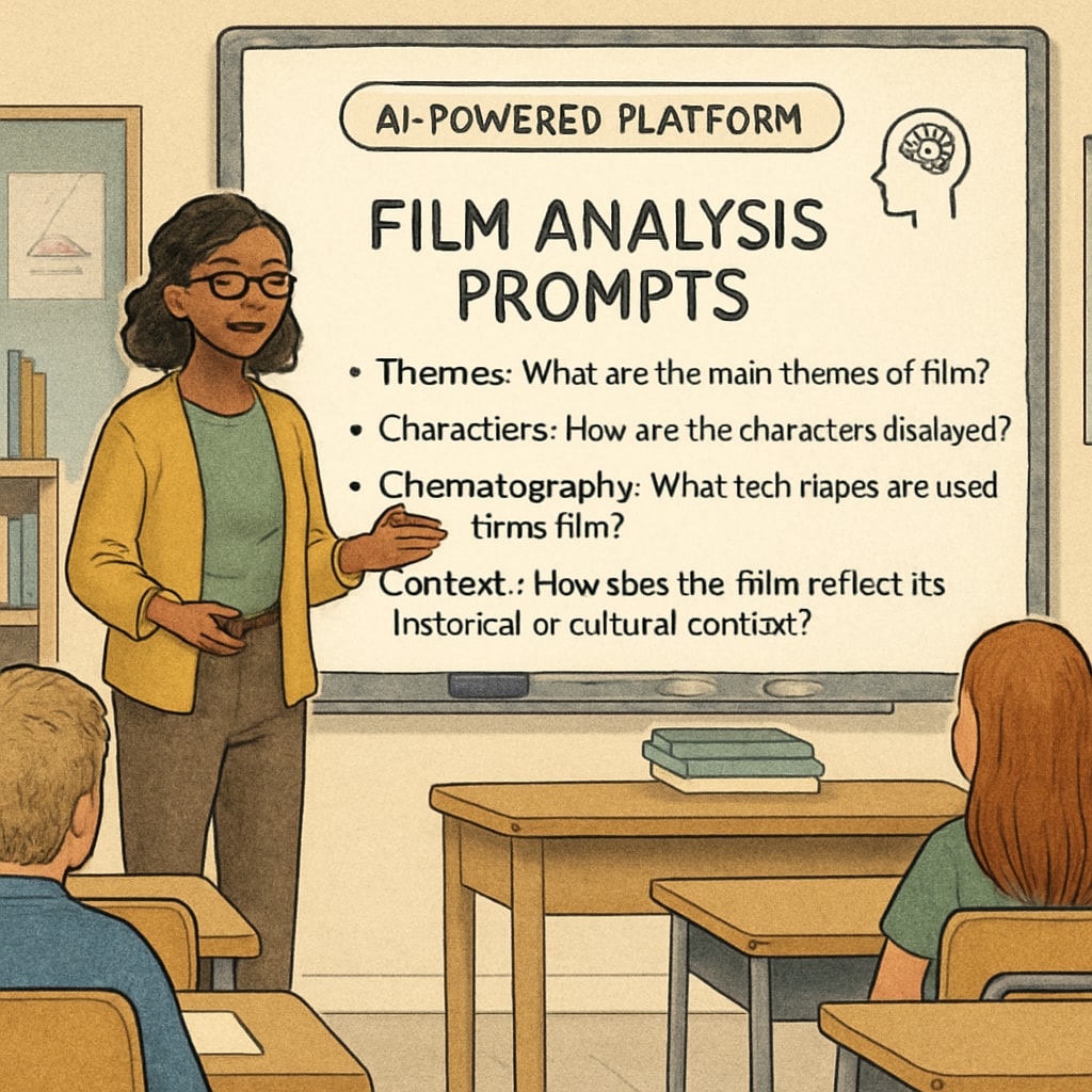 Teacher integrating AI writing prompts into a media literacy lesson.