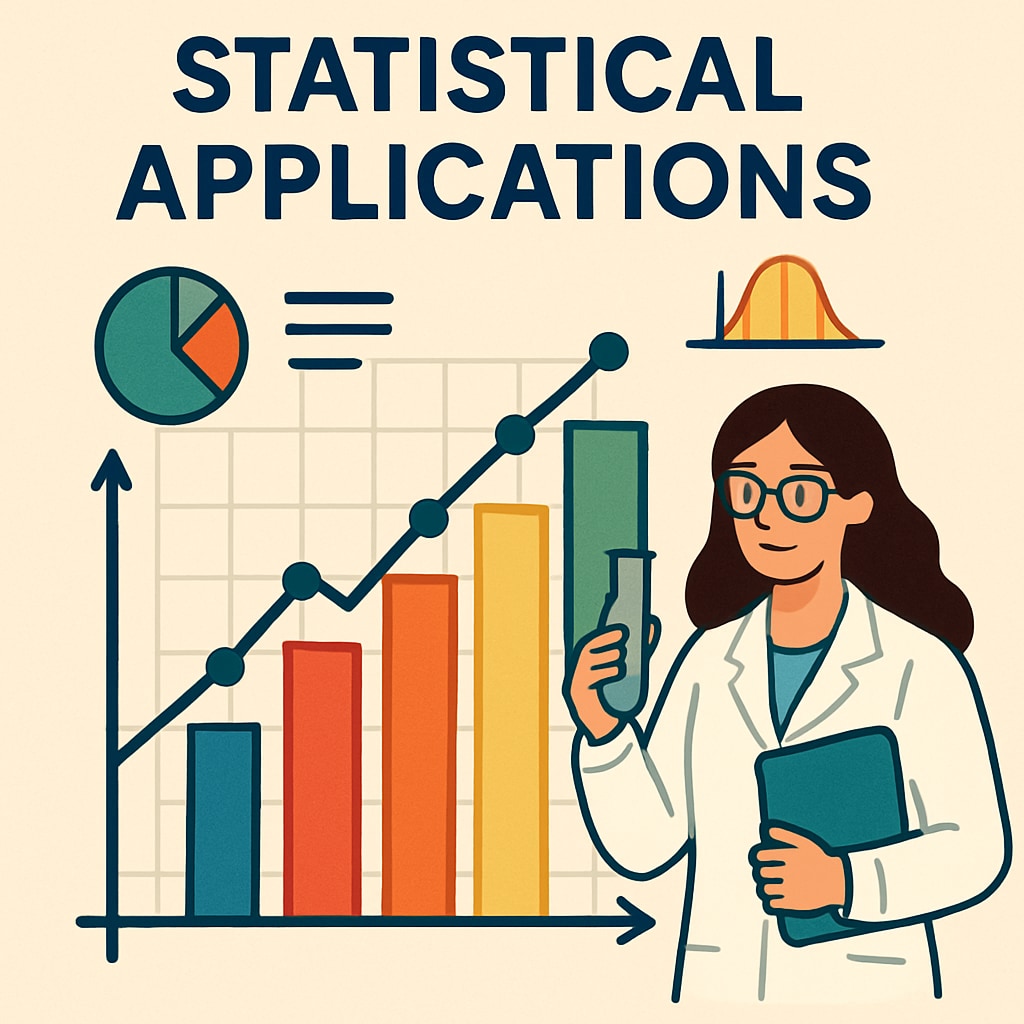 A colorful graph or data visualization showing statistical applications, symbolizing data-driven careers in science. Data visualization symbolizing statistical applications in STEM careers.