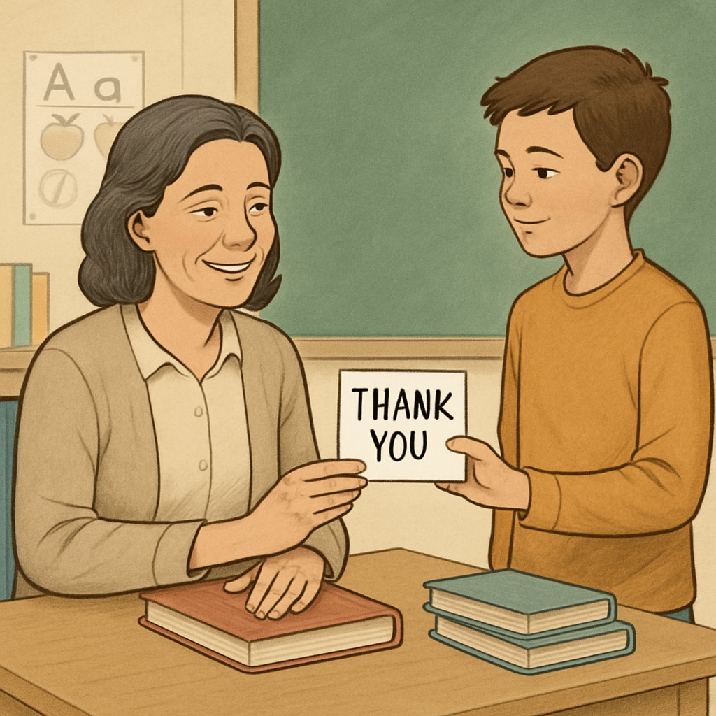 A teacher holding a thank-you note from a student, showcasing gratitude and teacher-student connection.