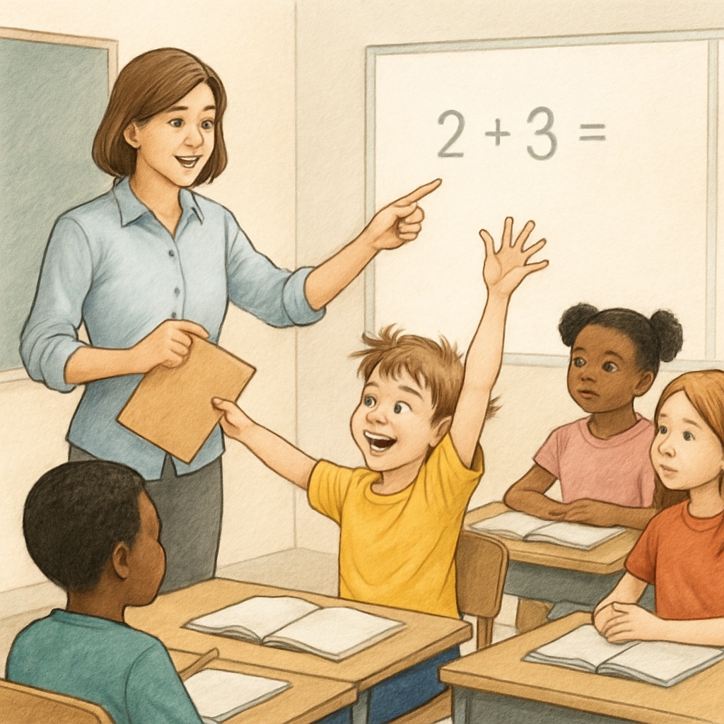 Teacher interacting with ADHD students in a gifted education classroom setting.