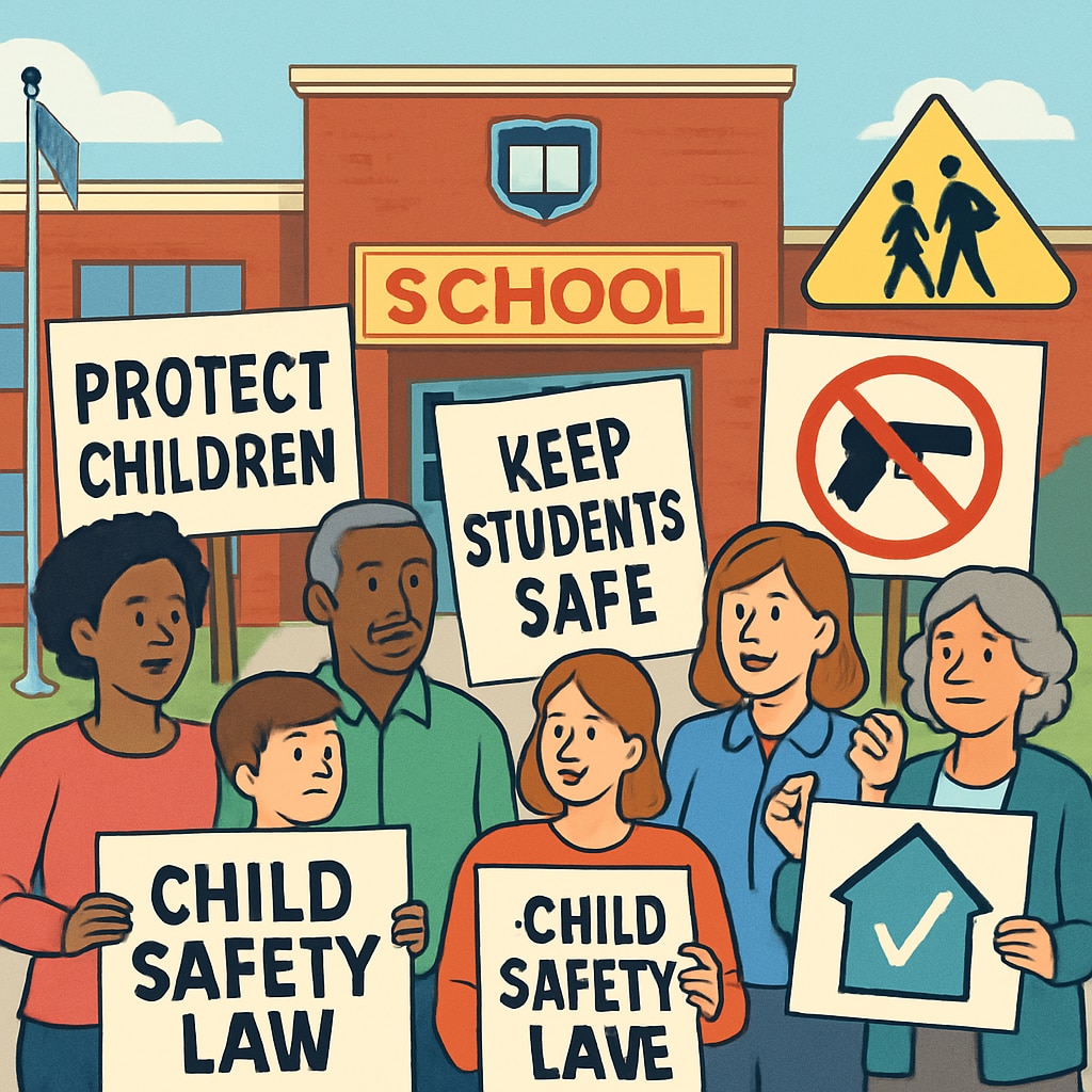 Activists rally for child abuse prevention in school governance.