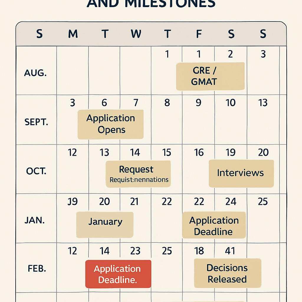 Application calendar with key deadlines for U.S. master's program admissions.
