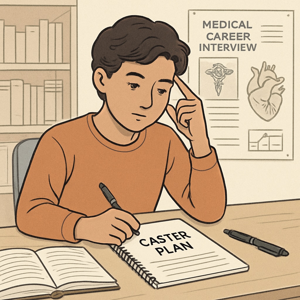 Student planning their career path after a medical career interview.