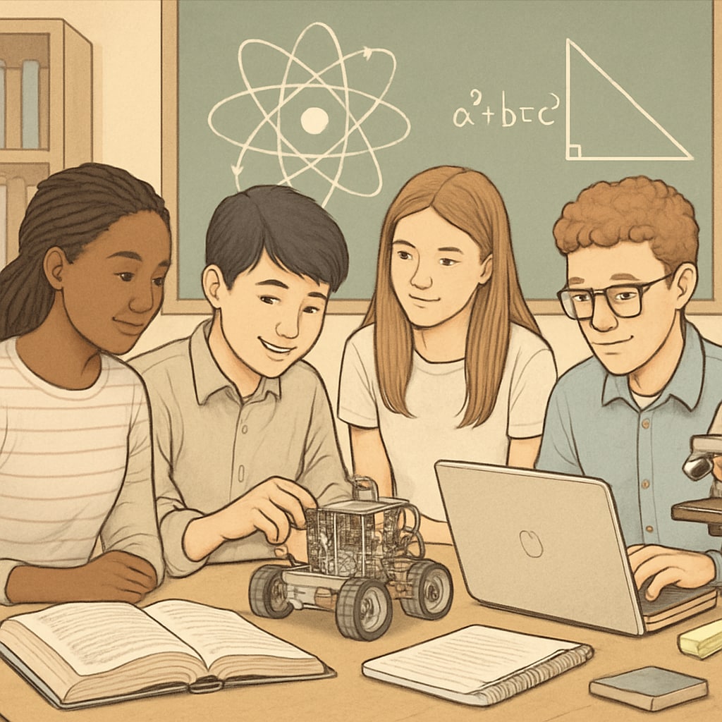 High school students in a STEM classroom, preparing for higher education like UC San Diego.