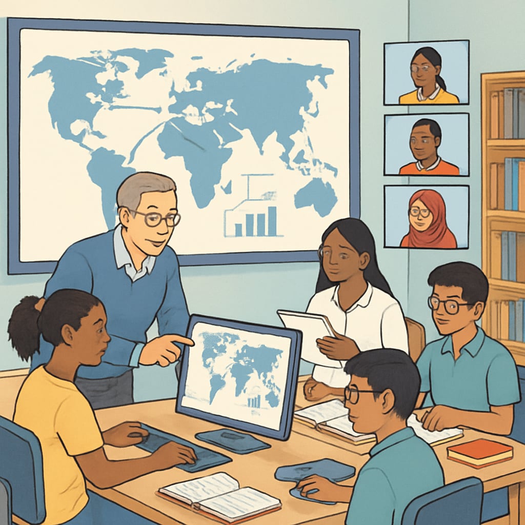 Virtual classroom with international collaboration in K12 education.
