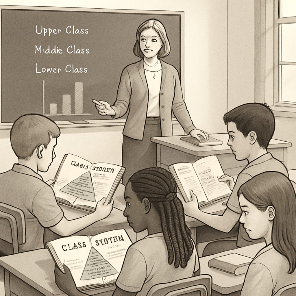 Students learning about social mobility and class systems in education.