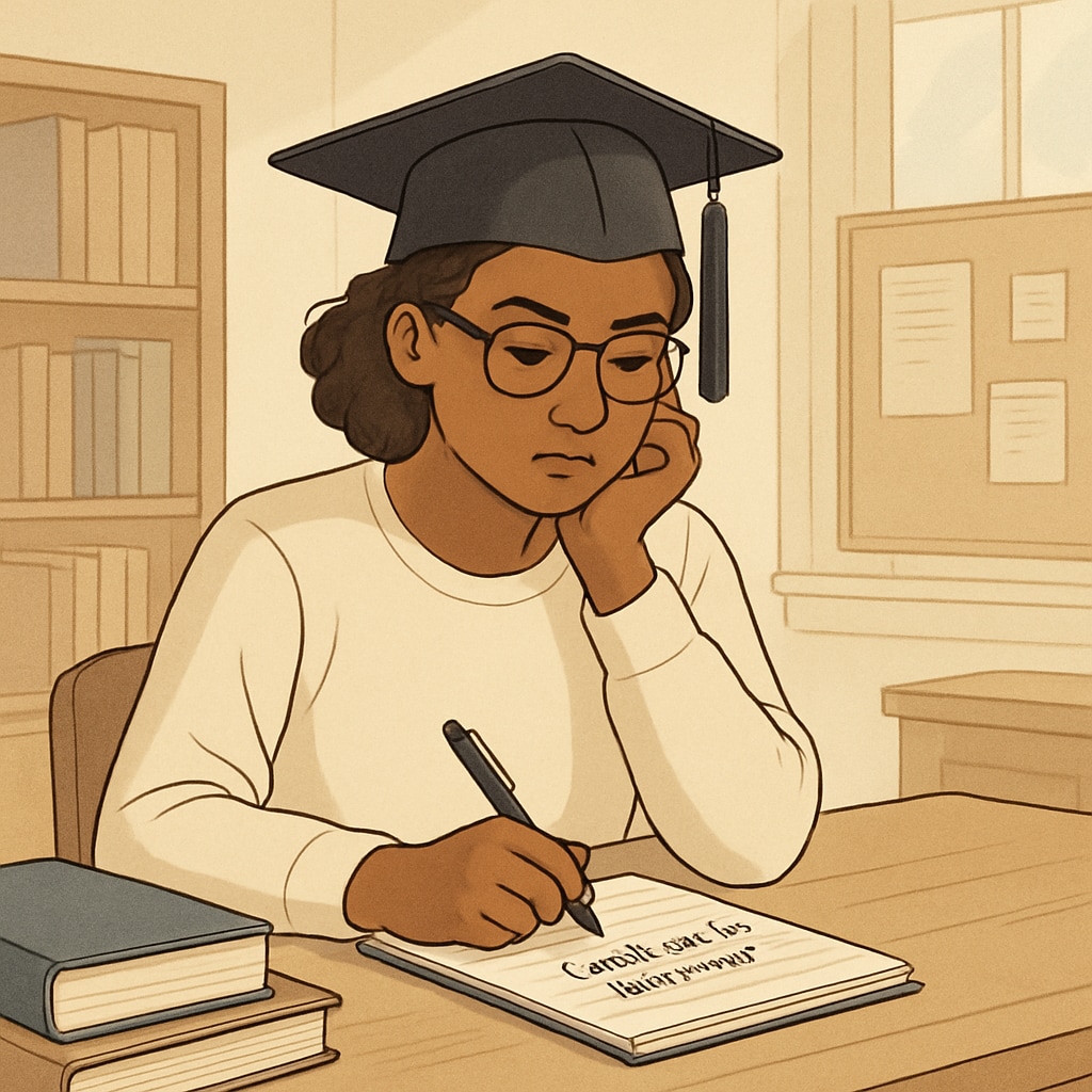 A professional image of a graduate student preparing questions for an interview with a school counselor. Graduate student preparing questions for an interview with a school counselor.