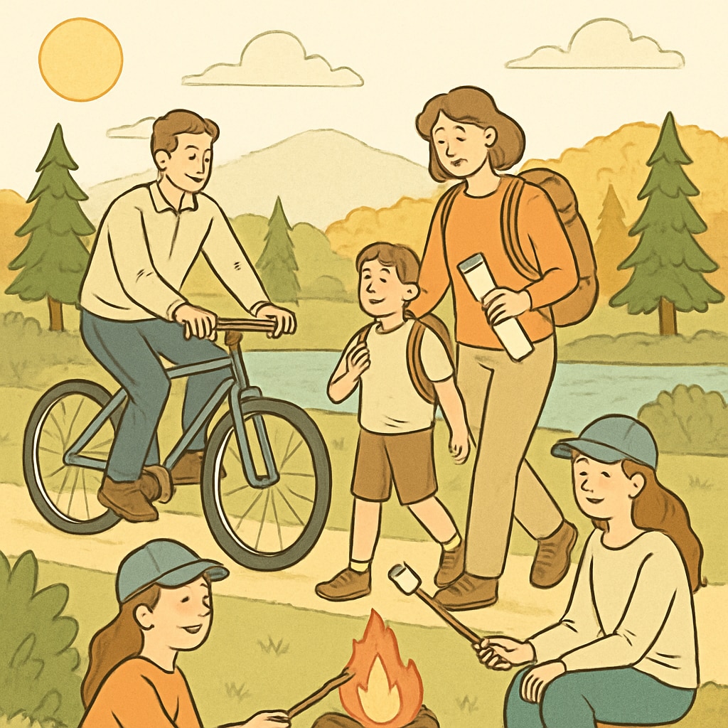 A family enjoying a vacation during an off-peak season, showcasing the flexibility of year-round schooling. A family vacation during off-peak season, illustrating year-round schooling benefits.