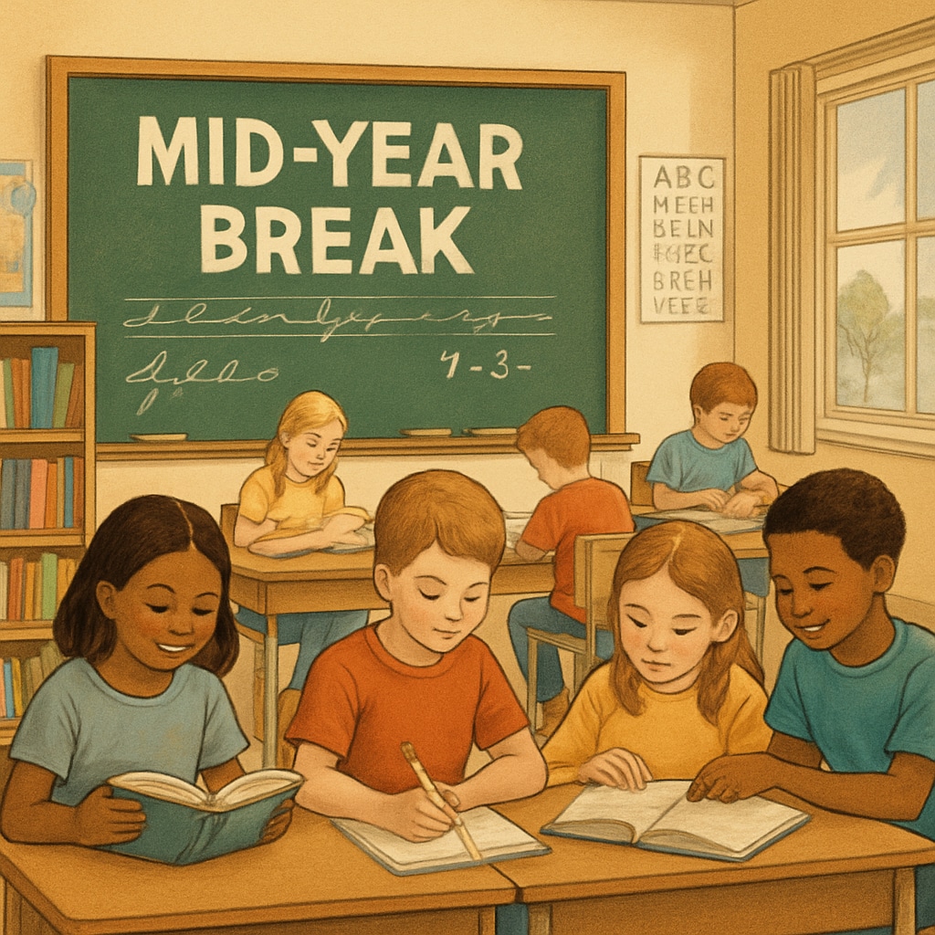 Students in a classroom benefiting from year-round schooling, staying engaged during mid-year breaks.