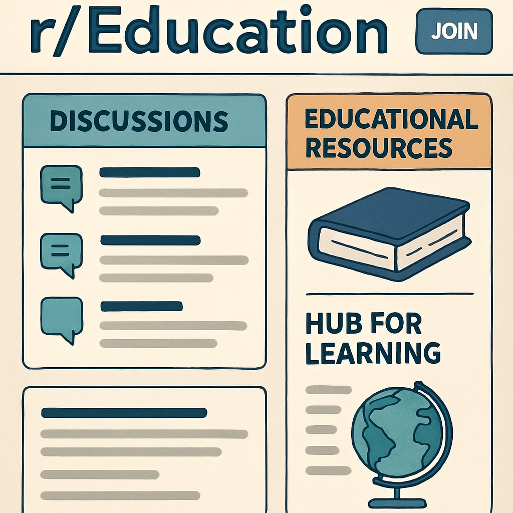 Reddit education community homepage showcasing discussions and resources.