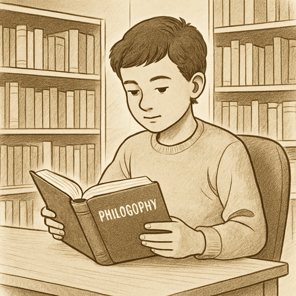 A student engaging with self-learning resources for philosophy and psychology.