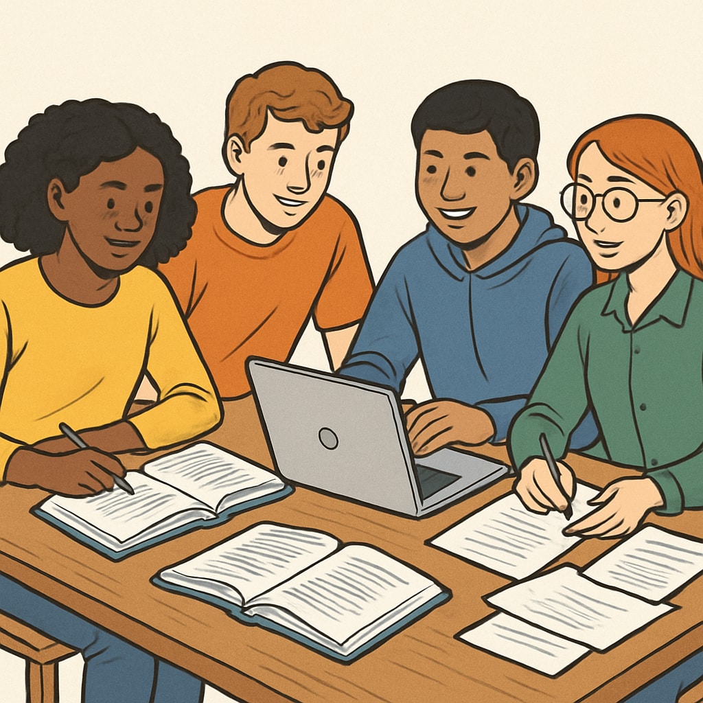Diverse students collaborating, representing inclusivity and empowerment in social education.