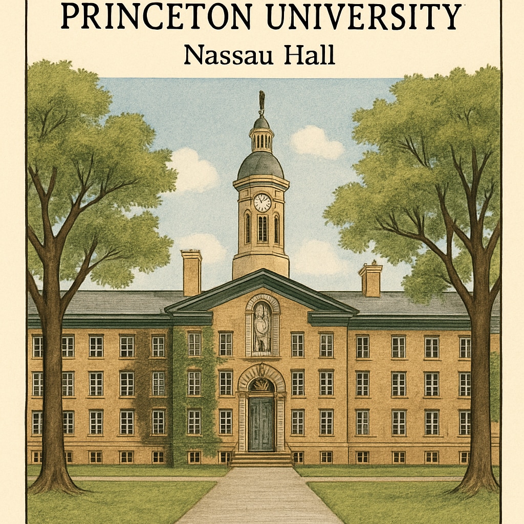 A photograph of Princeton University's iconic Nassau Hall, representing its historical significance and prestige. Princeton University Nassau Hall, highlighting its prestige and history.