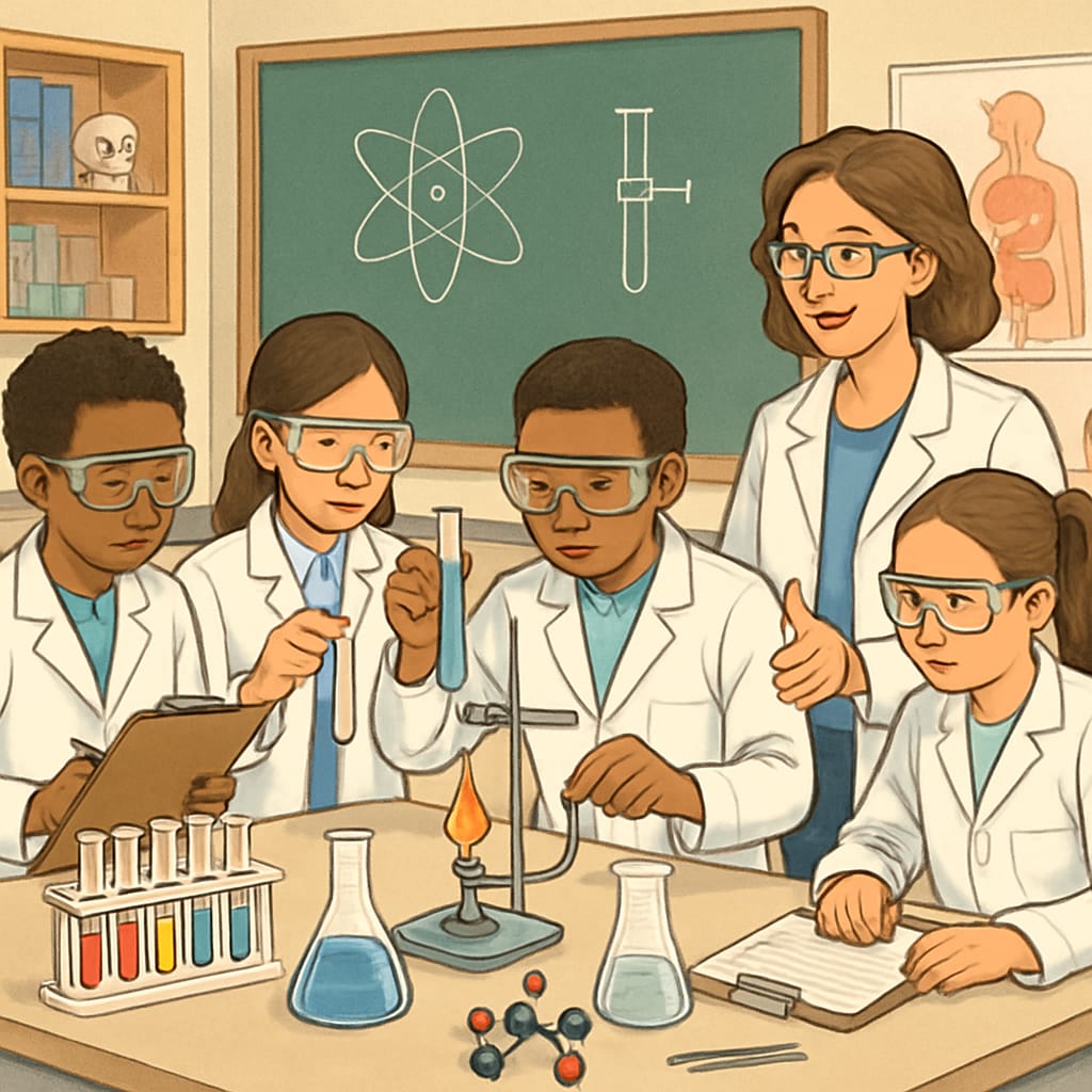 Students conducting a science experiment in a K12 classroom to enhance participation.