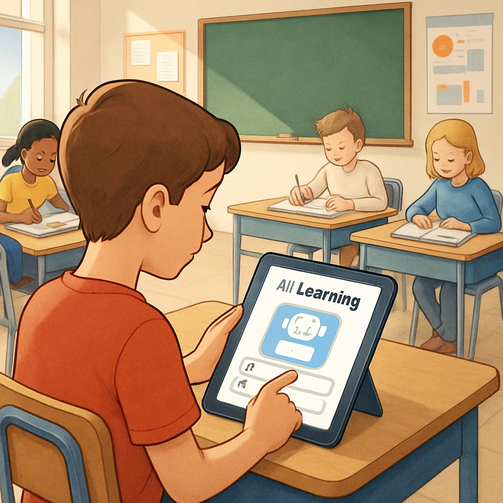 AI in education helping students with personalized learning in classrooms.