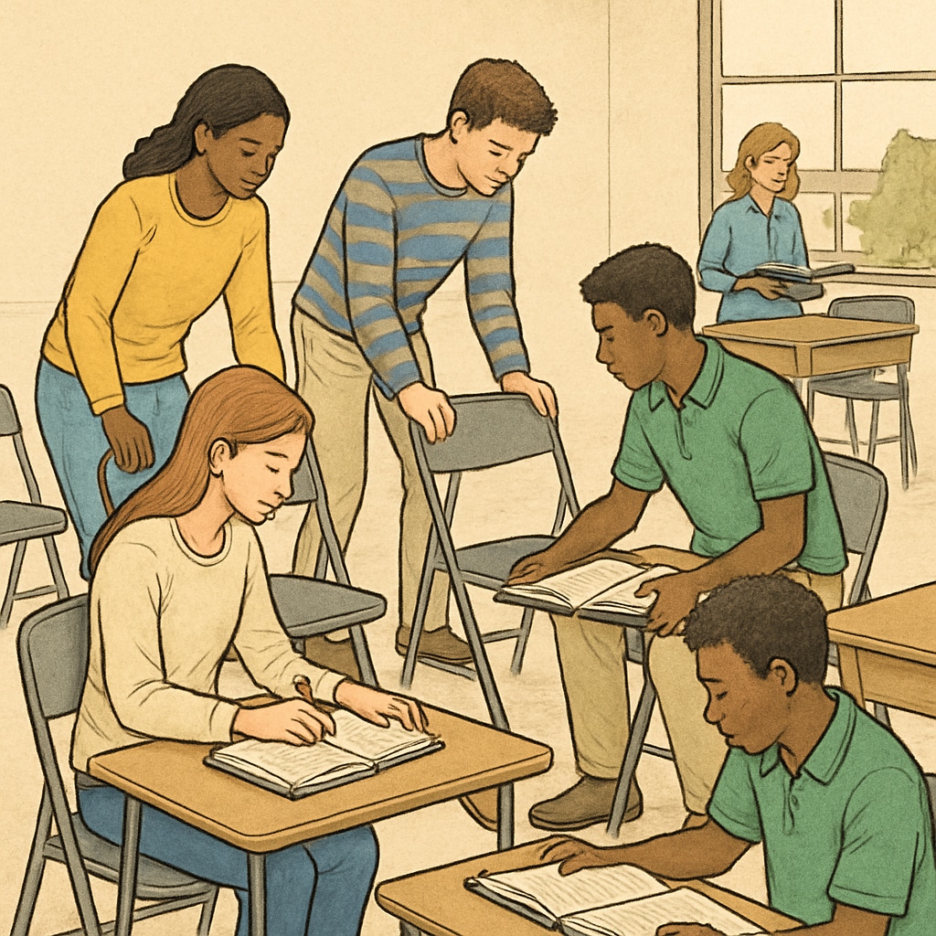 Students adjusting to temporary campus changes in portable classrooms