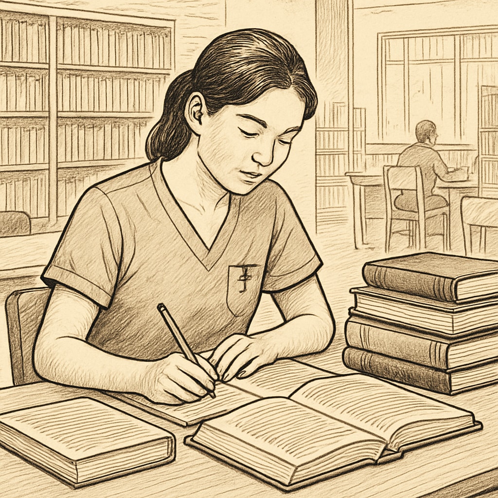 Nursing student studying for university transfer