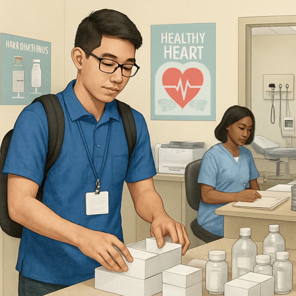 Community college student volunteering in healthcare