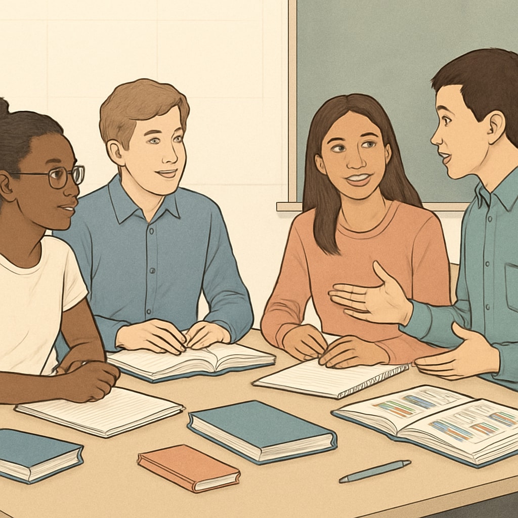 Diverse students in a classroom discussion related to holistic admissions.