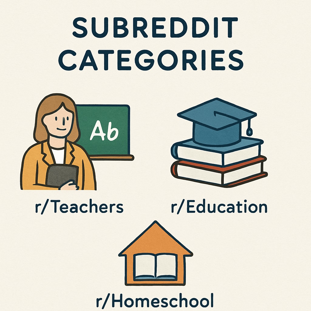 Subreddit categories visualization showcasing K12 education-focused communities.