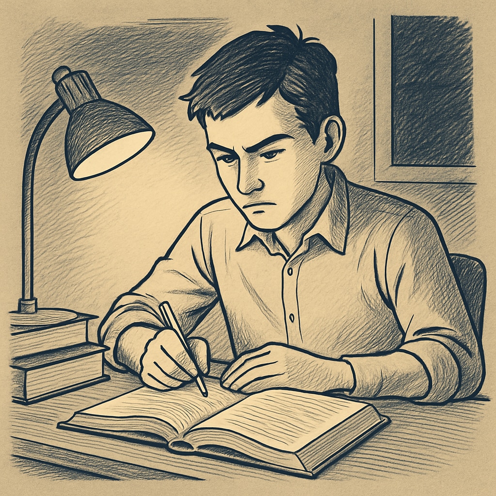 A student studying, reflecting the determination to overcome low grades for college admissions.