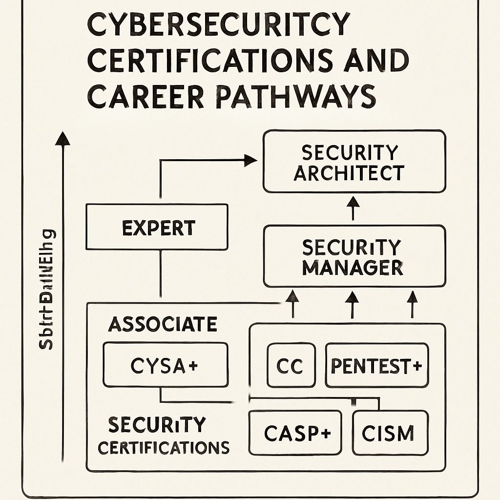 Cybersecurity certifications and career pathways diagram