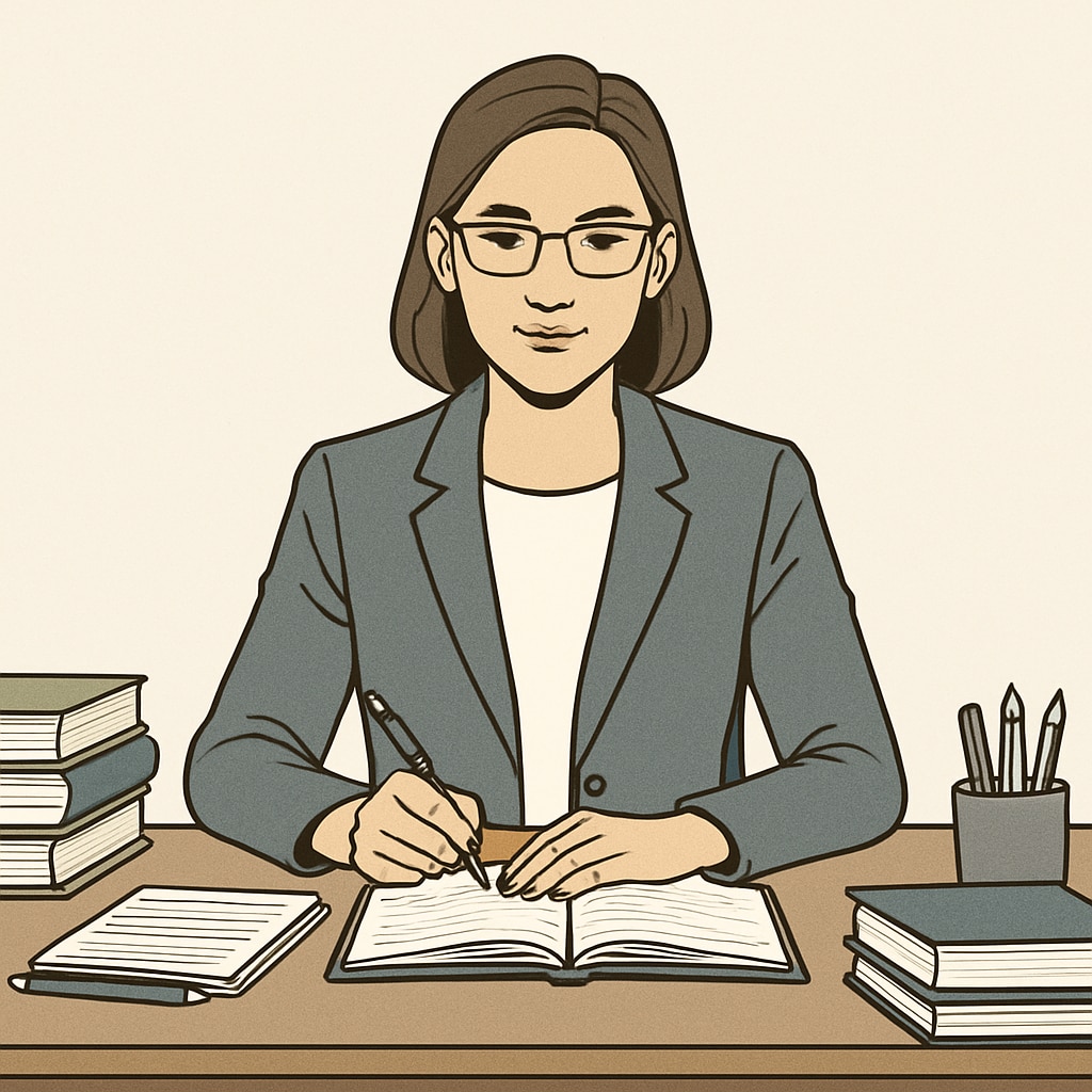 A teacher preparing for the OAE exam, surrounded by books and notes.