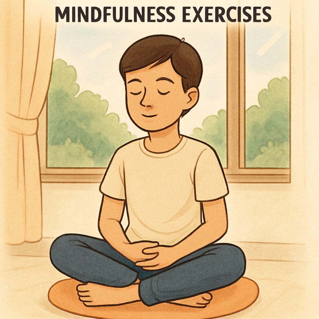 A student practicing relaxation techniques to manage exam anxiety.