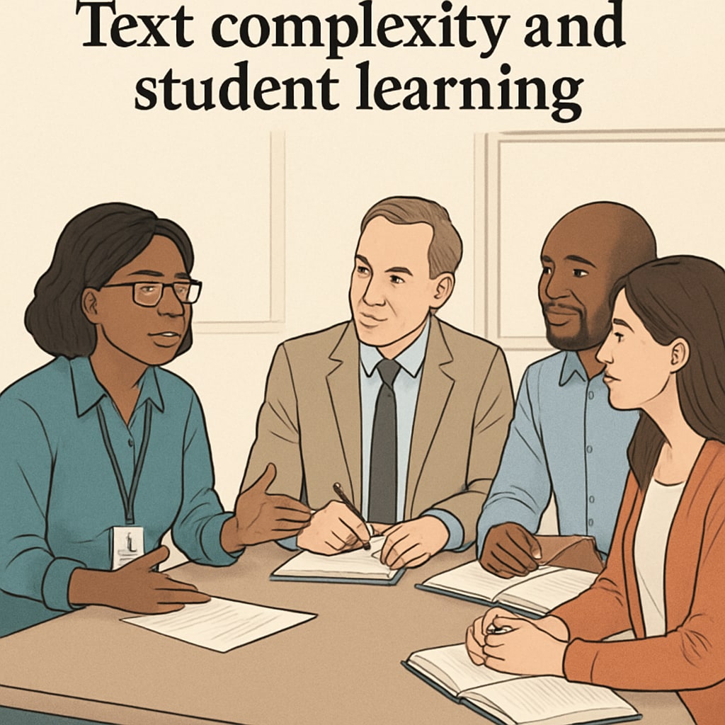 Teachers collaborating on text complexity strategies for K–12 education.