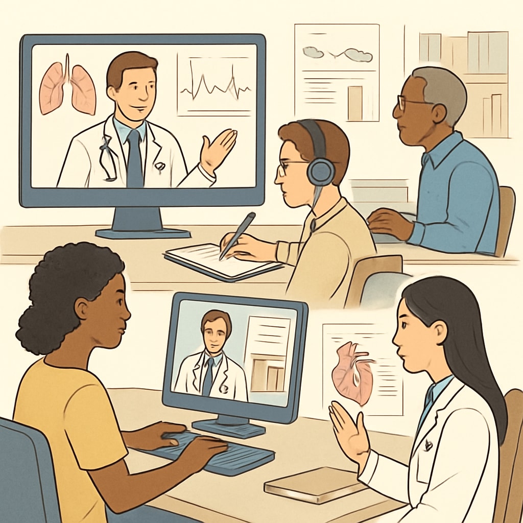 Group of non-medical learners engaging in a medical education webinar.