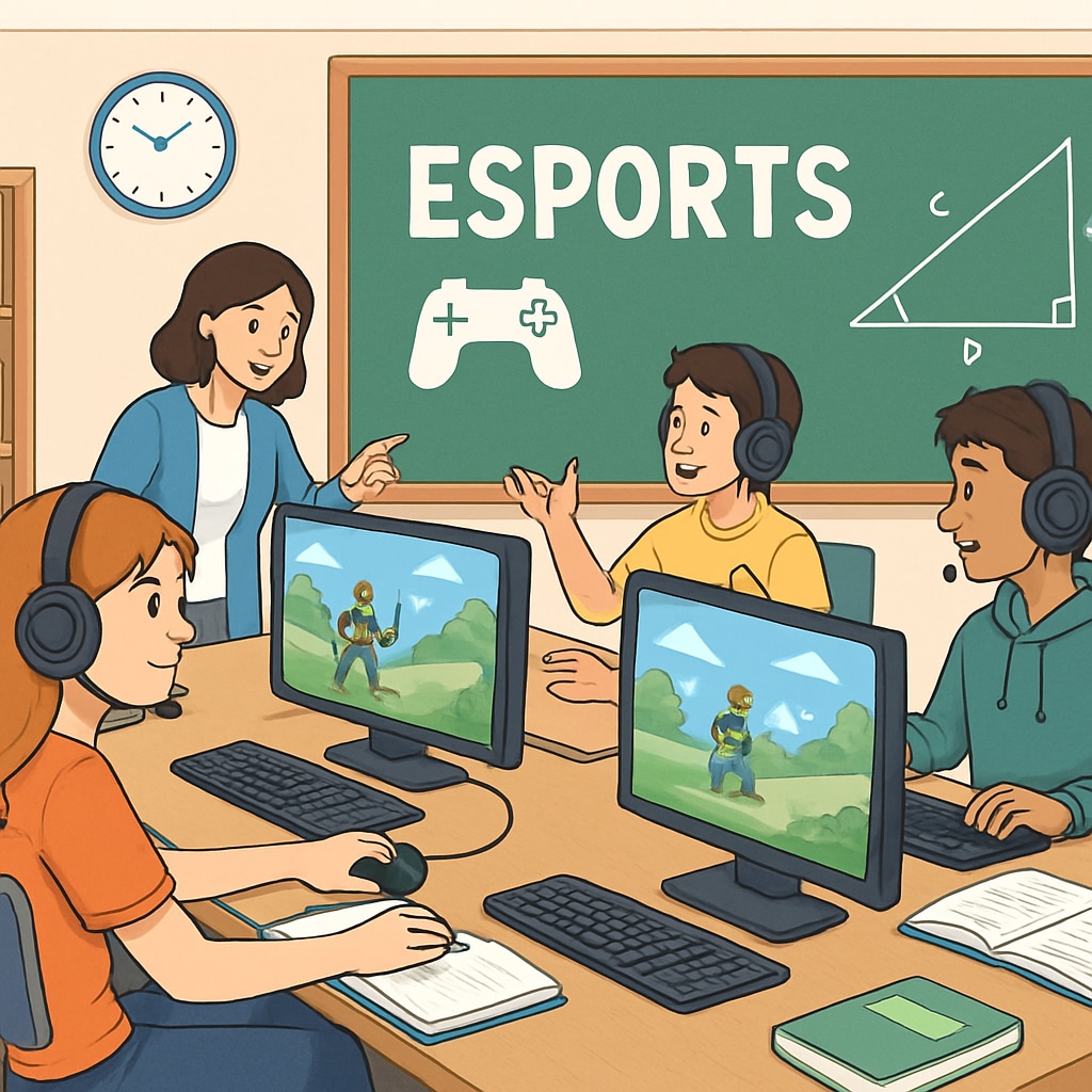 Students engaged in game-based learning activities, showcasing esports and education collaboration.