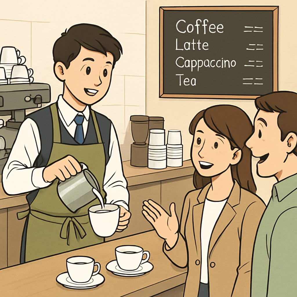 High school student working part-time job in a coffee shop.