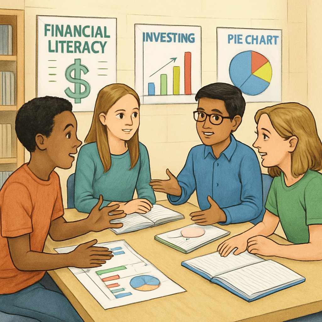 K12 students learning financial literacy concepts during a workshop.