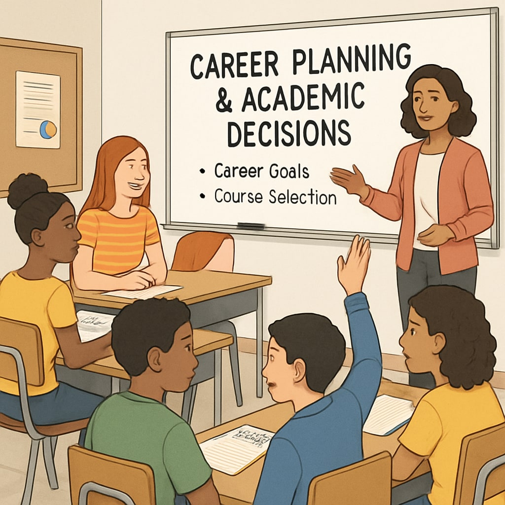 K12 students learning about grading and career planning in a workshop.