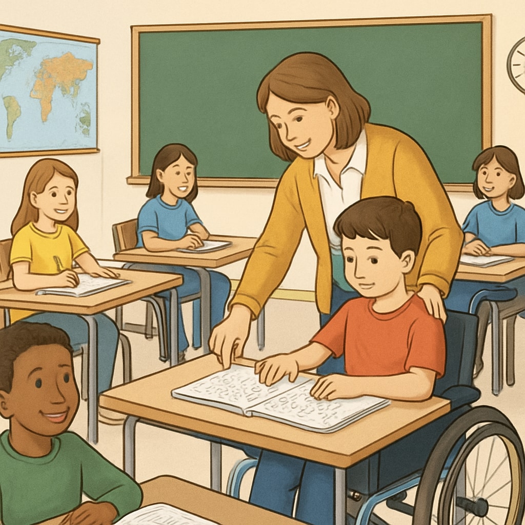 Classroom setup supporting special educational needs, highlighting systemic school application issues.