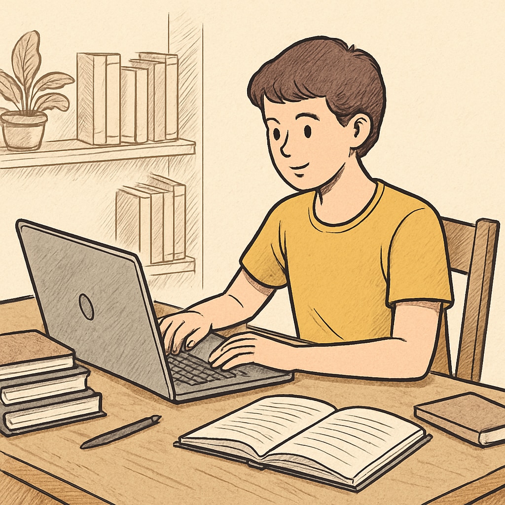 A student studying on a laptop at home, symbolizing online learning and flexibility. Student using a laptop for online business degree learning.