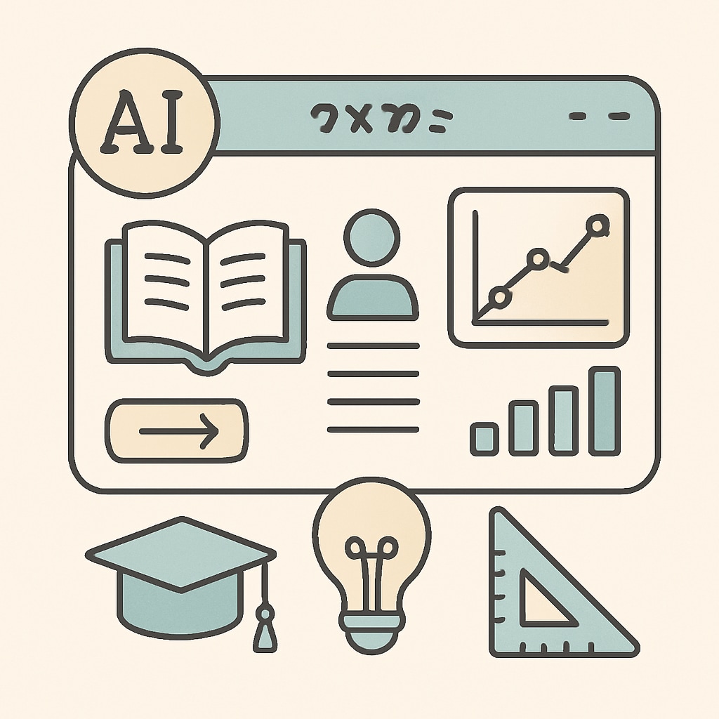 A digital interface showing educational tools and analytics, representing AI-driven learning platforms. An AI-driven educational platform interface used for enhancing K12 learning methods.