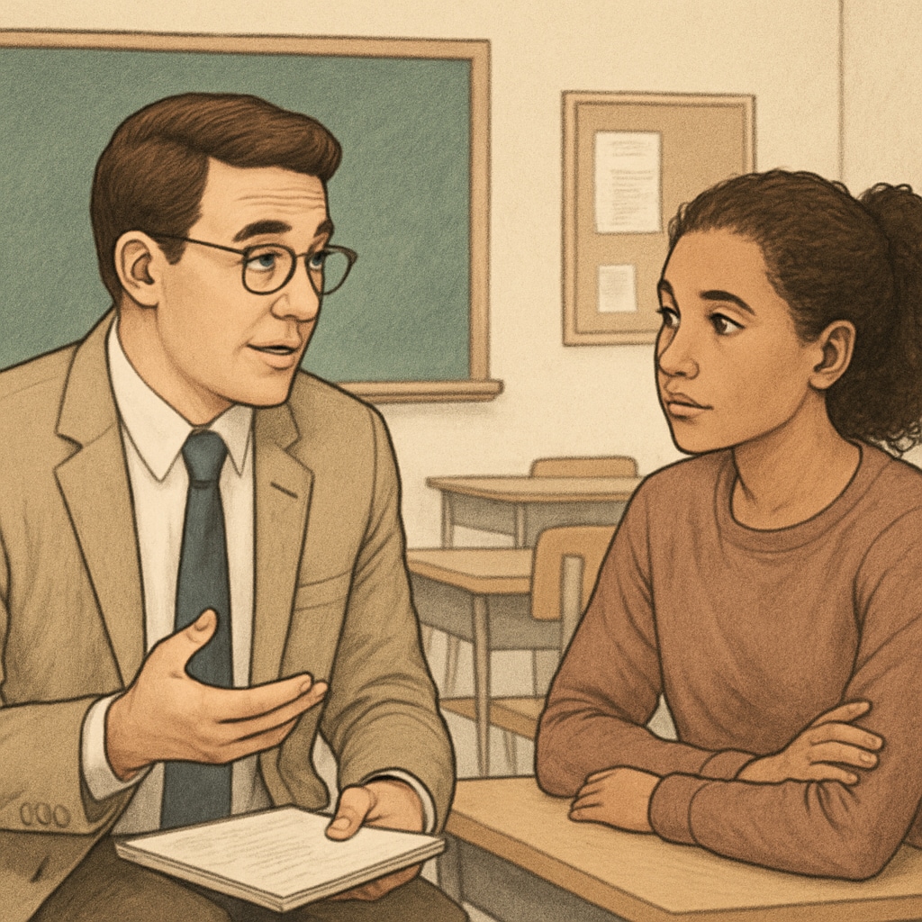 A teacher and student having a meaningful interaction, showcasing the importance of teacher impact and classroom interaction.