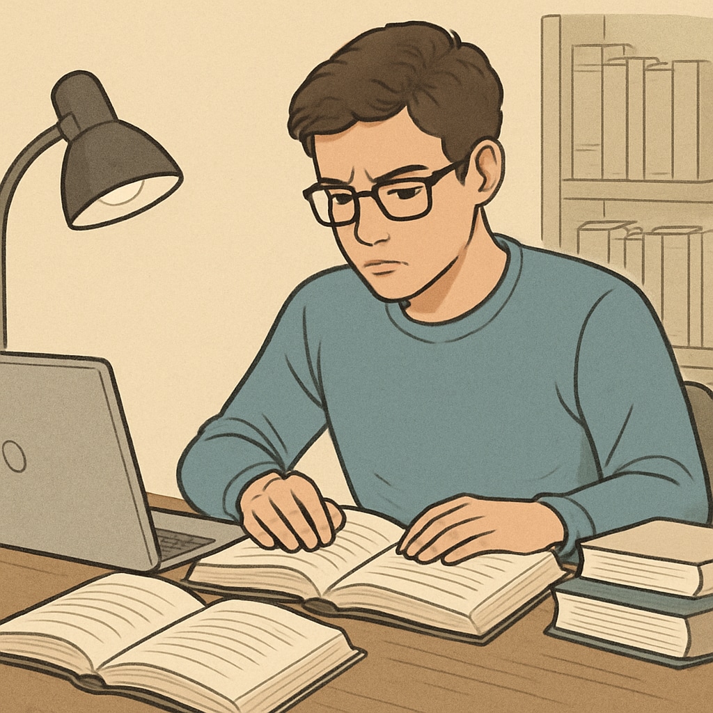 A young student studying with books and a laptop to represent academic preparation for U.S. graduate programs. Academic preparation for U.S. graduate programs with a student studying.