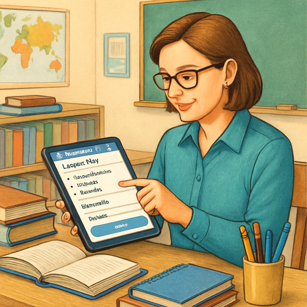 Teacher using EdChanger Pro for lesson planning.