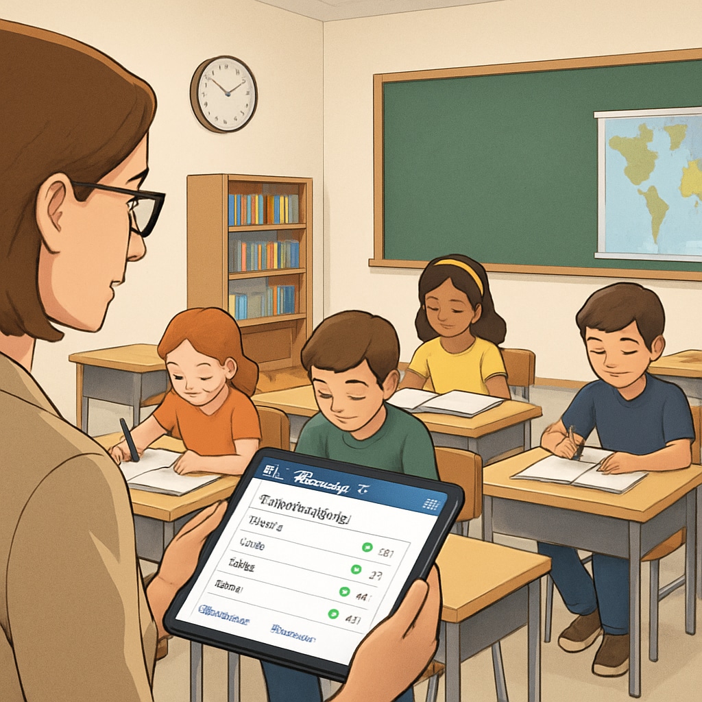 Teacher evaluating student progress with EdChanger Pro.