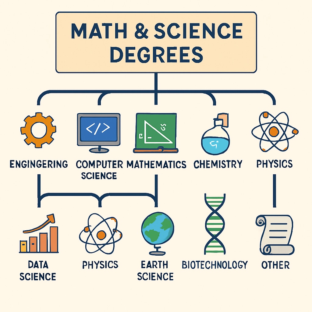 Chart depicting career options for math and science enthusiasts.