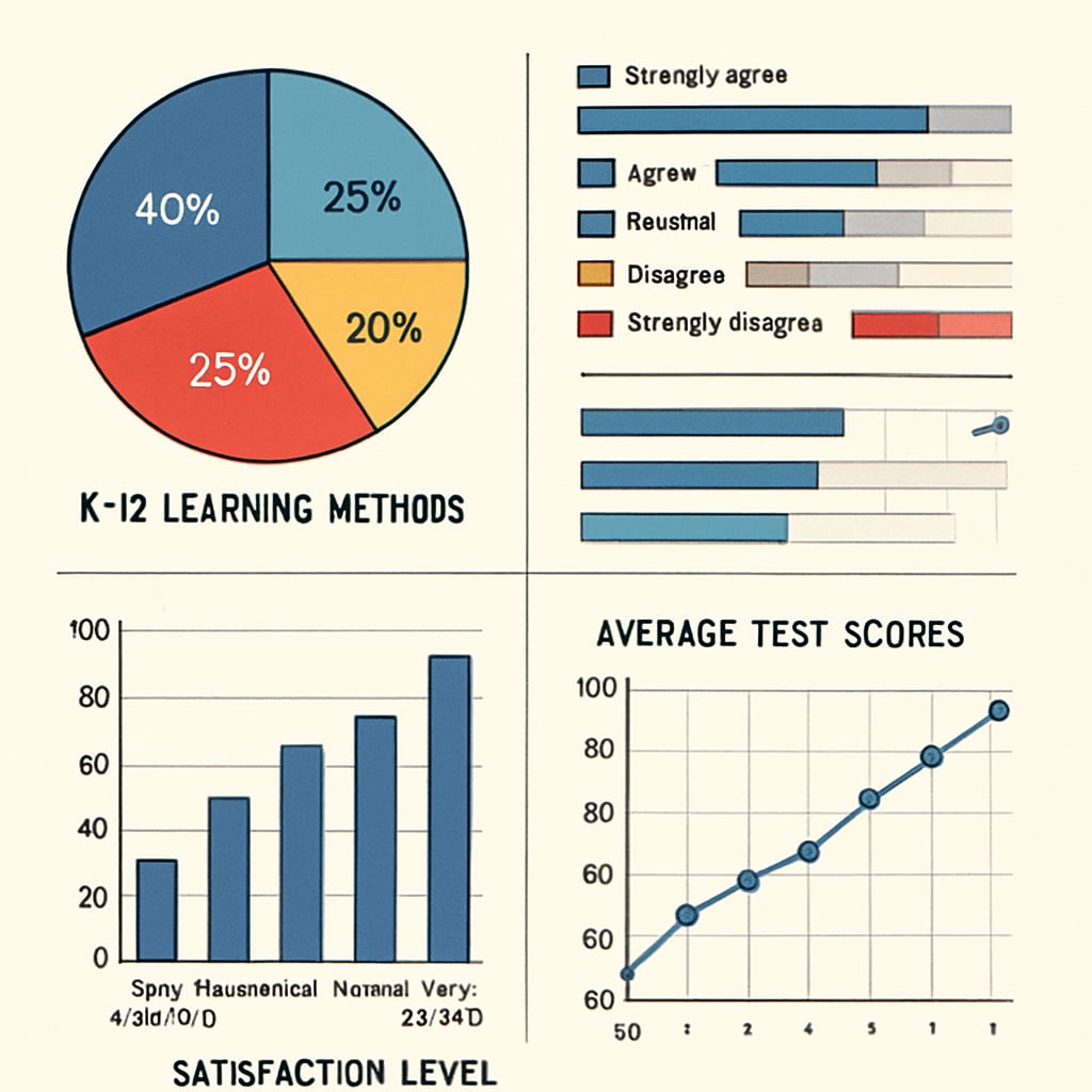 Data analysis charts highlighting K12 learning method research findings.