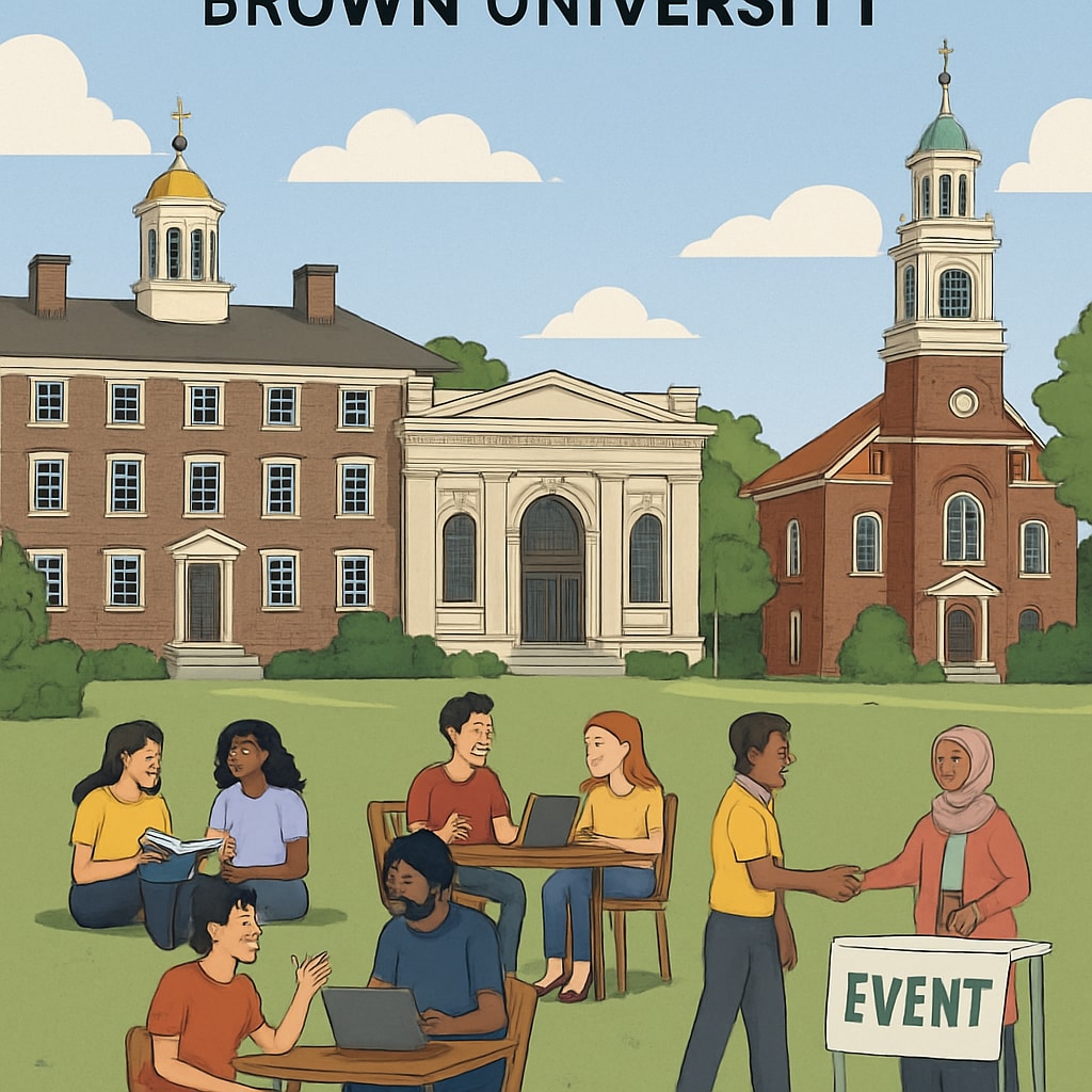 Brown University campus with students engaged in inclusive events.