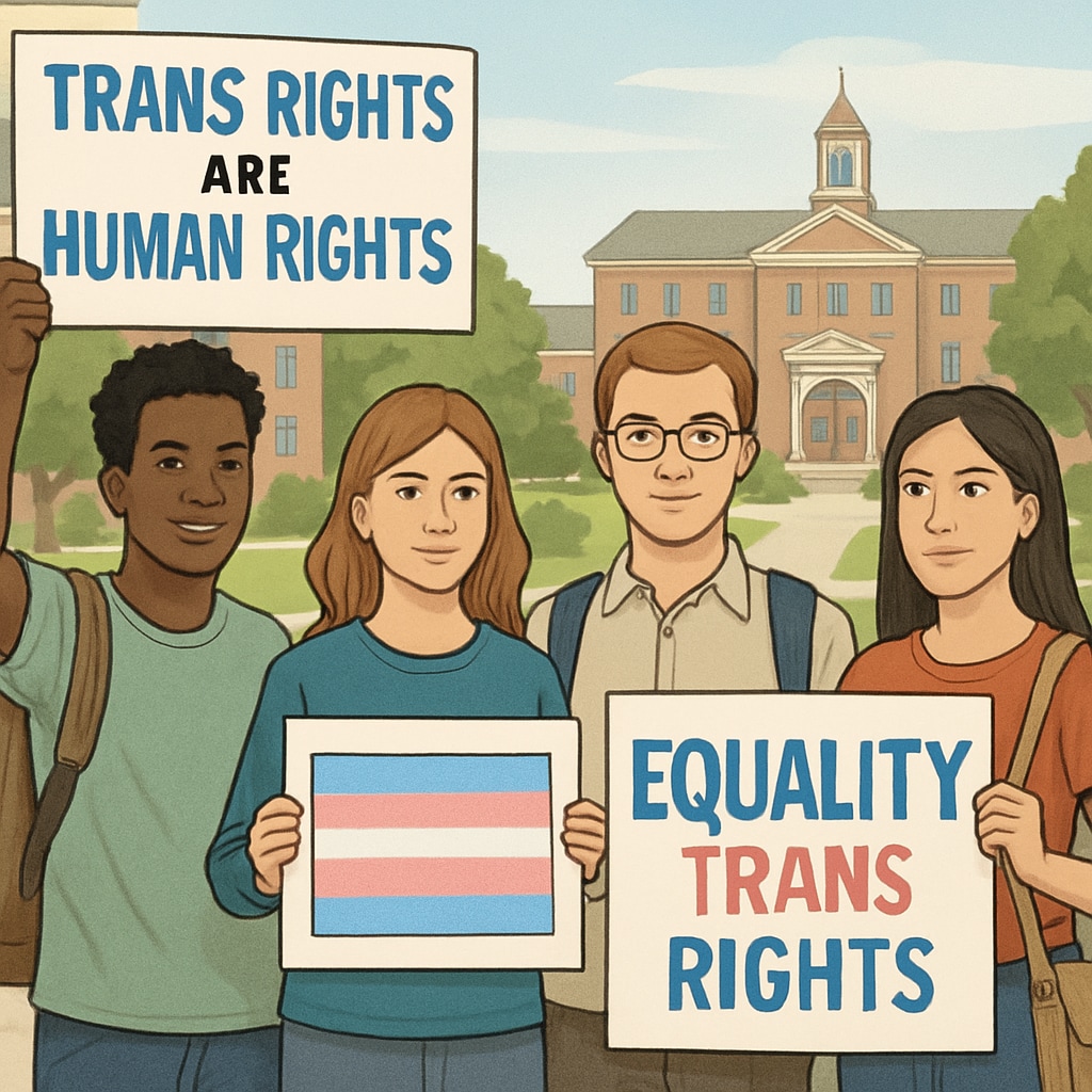 Students advocating for transgender rights at Brown University.